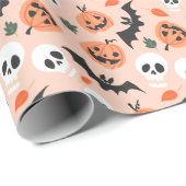 Halloween Doodles, Kürbisse, Fledermausmuster. Geschenkpapier (Rolleneckpunkt)