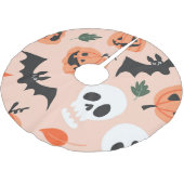 Halloween Doodles, Kürbisse, Fledermausmuster. Polyester Weihnachtsbaumdecke (Schrägansicht)