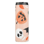 Halloween Doodles, Kürbisse, Fledermausmuster. Thermosbecher (Rückseite)