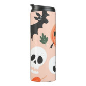 Halloween Doodles, Kürbisse, Fledermausmuster. Thermosbecher (Nach rechts gedreht)
