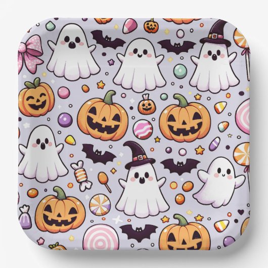 Halloween Doodles Pappteller (Vorderseite)