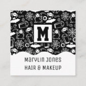 HALLOWEEN DOODLES PATTERN QUADRATISCHE VISITENKARTE (Vorderseite)