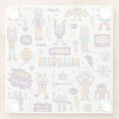 Halloween Doodles, wackeliger Cartoon nahtloses Se Glasuntersetzer (Rückseite)