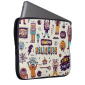 Halloween Doodles, wackeliger Cartoon nahtloses Se Laptopschutzhülle (Vorne Rechts)