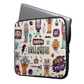 Halloween Doodles, wackeliger Cartoon nahtloses Se Laptopschutzhülle (Vorderseite Links)