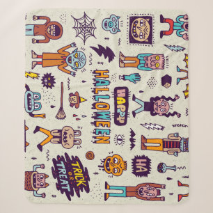 Halloween Doodles, wackeliger Cartoon nahtloses Se Sherpadecke