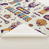 Halloween Doodles, wackeliger Cartoon nahtloses Se Sherpadecke (3/4)