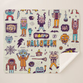 Halloween Doodles, wackeliger Cartoon nahtloses Se Sherpadecke (Vorderseite (Horizontal))