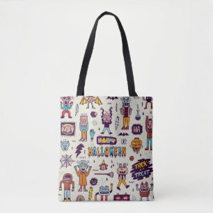 Halloween Doodles, wackeliger Cartoon nahtloses Se Tasche