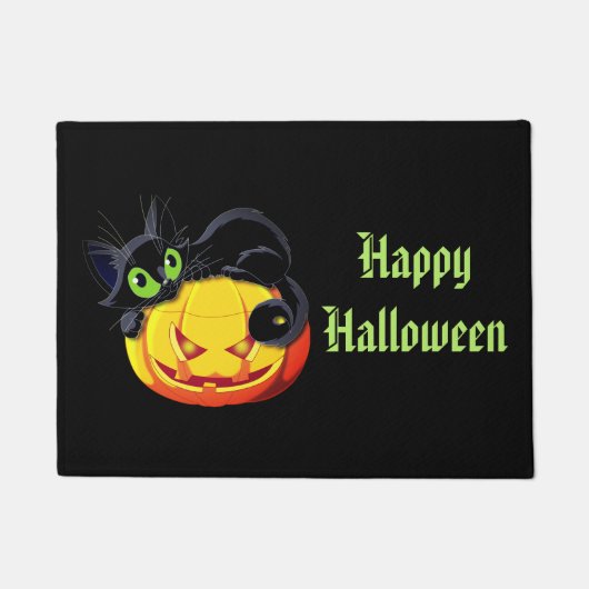 Halloween Door Mat-Cat/Pumpkin Fußmatte (Vorderseite)