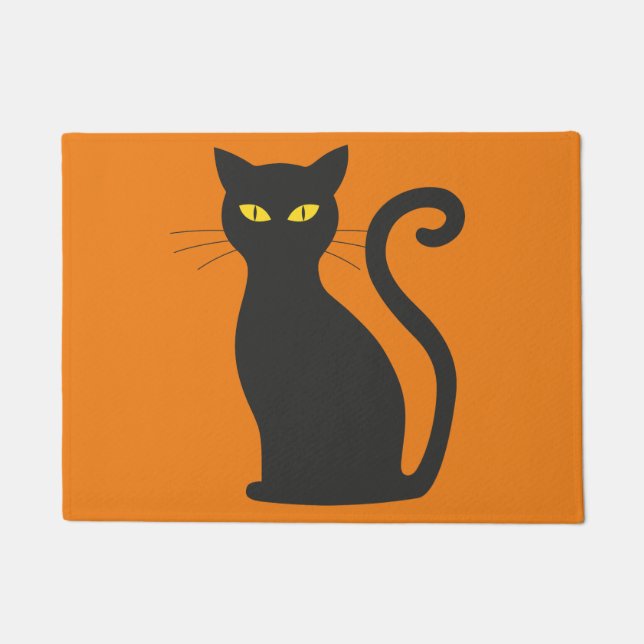 Halloween Doormat mit schwarzer Katze Fußmatte (Vorderseite)