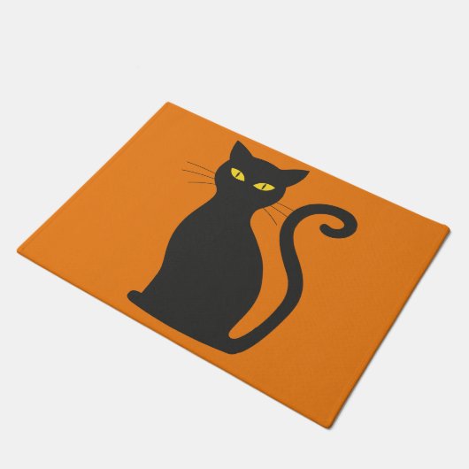Halloween Doormat mit schwarzer Katze Fußmatte (Schrägansicht)