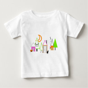 Halloween-Dorf individuell in Schwarz, Orange und Baby T-shirt