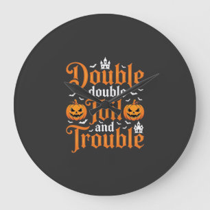Halloween Double Double Toil and Trouble_1 Große Wanduhr
