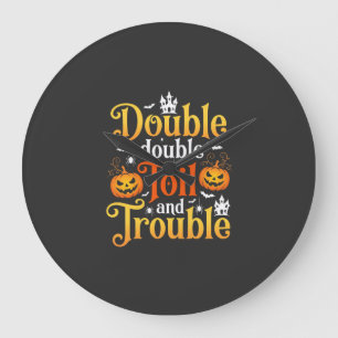 Halloween Double Double Toil and Trouble Hexe Große Wanduhr
