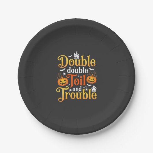 Halloween Double Double Toil and Trouble Hexe Pappteller (Vorderseite)