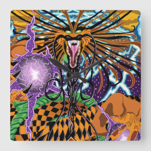 Halloween-Drache-Uhr Quadratische Wanduhr