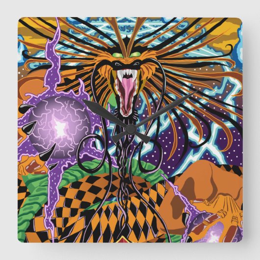 Halloween-Drache-Uhr Quadratische Wanduhr (Vorderseite)