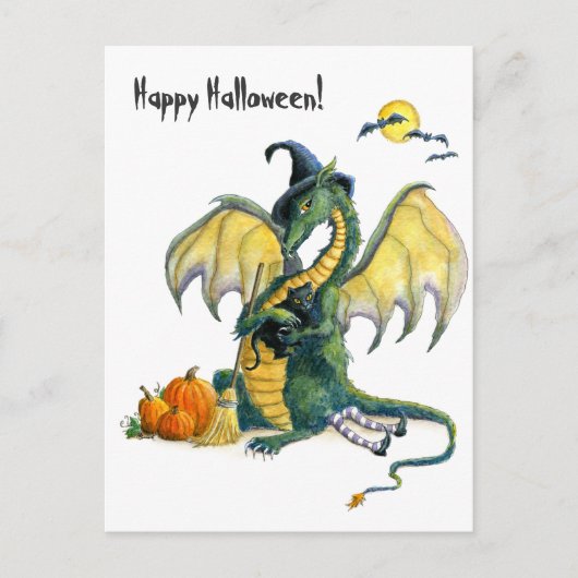 Halloween-Drachenpostkarte Postkarte (Vorderseite)