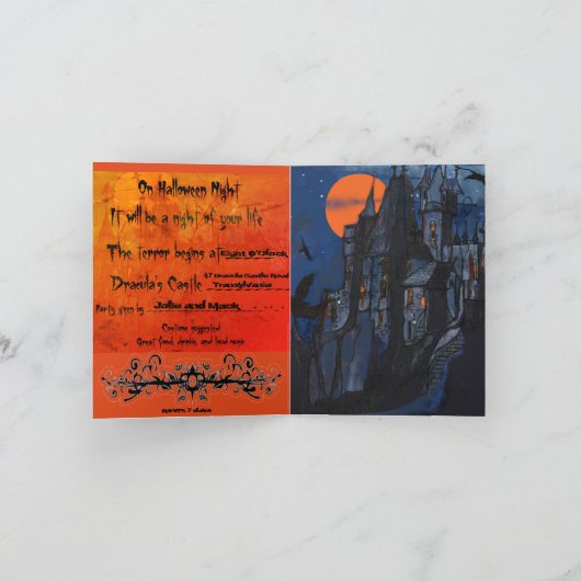 Halloween Dracula Castle Cloak Candlestick Glow Einladung (Innenseite)