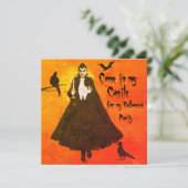 Halloween Dracula Castle Cloak Candlestick Glow Einladung (Stehend Vorderseite)