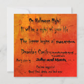 Halloween Dracula Castle Cloak Candlestick Glow Einladung (Rückseite)