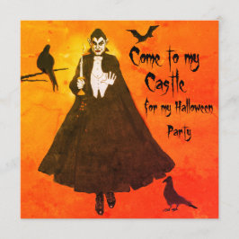 Halloween Dracula Castle Cloak Candlestick Glow Einladung