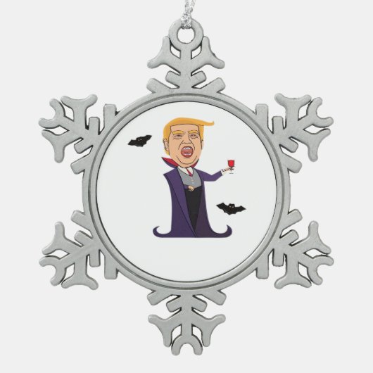 Halloween Dracula Funny Schneeflocken Zinn-Ornament (Vorderseite)