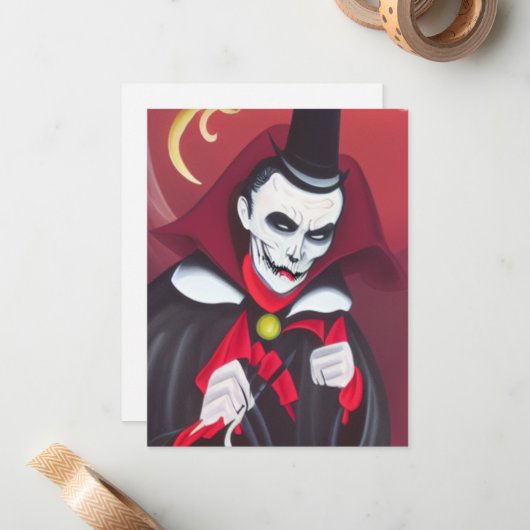 Halloween Dracula Mitteilungskarte (Vorderseite/Rückseite Beispiel)