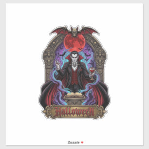 Halloween Dracula roter Mond Fledermäuse Schädel_1 Aufkleber