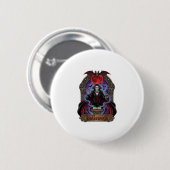 Halloween Dracula Roter Mond Fledermäuse Schädel_1 Button (Vorne & Hinten)