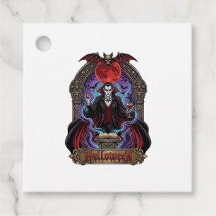 Halloween Dracula Roter Mond Fledermäuse Schädel_1 Geschenkanhänger