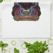 Halloween Dracula Roter Mond Fledermäuse Schädel_1 Geschirrtuch (Gefaltet)