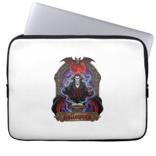 Halloween Dracula Roter Mond Fledermäuse Schädel_1 Laptopschutzhülle