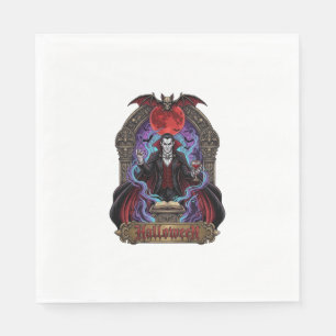 Halloween Dracula Roter Mond Fledermäuse Schädel_1 Serviette