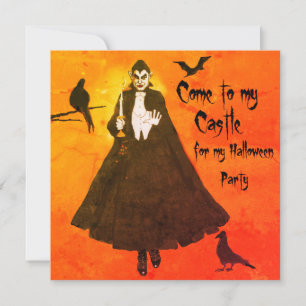 Halloween Draculas Schloss  Umhang Kerzenständer L Einladung