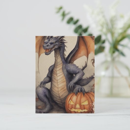 Halloween Dragon Postkarte (Stehend Vorderseite)
