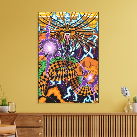 Halloween Dragon Stretted Leinwand Art Print (Insitu (Wohnzimmer))