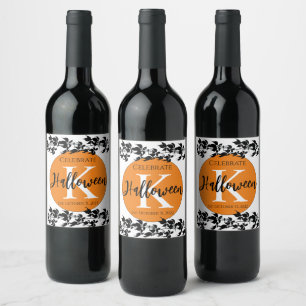 HALLOWEEN DRAGONFLY VINE MONOGRAM WEINETIKETTEN WEINETIKETT