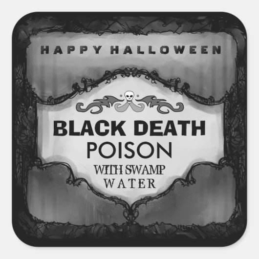 Halloween Drink Label - Grey & Black Large Square Quadratischer Aufkleber (Vorderseite)