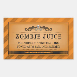 Halloween Drink oder Leckerei Label Orange Streife Rechteckiger Aufkleber