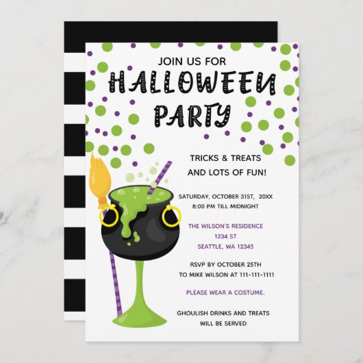Halloween Drinks und Leckereien Halloween Einladung (Vorne/Hinten)