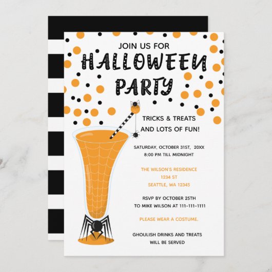 Halloween Drinks und Leckereien Halloween Einladung (Vorne/Hinten)