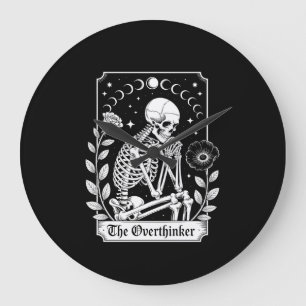 Halloween Dunkler Gotischer Skelett Grübler Große Wanduhr