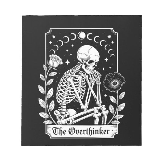 Halloween Dunkler Gotischer Skelett Überdenker Notizblock (Vorderseite)