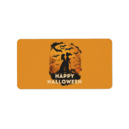 Halloween-Duo im Mondlicht Adressaufkleber