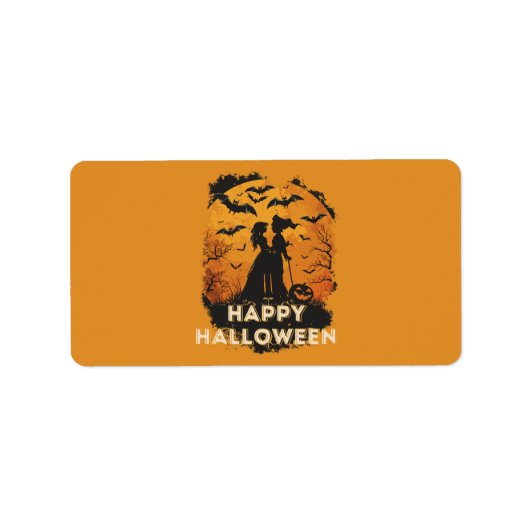 Halloween-Duo im Mondlicht Adressaufkleber (Vorne)