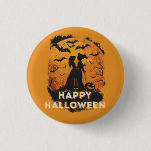 Halloween-Duo im Mondlicht Button