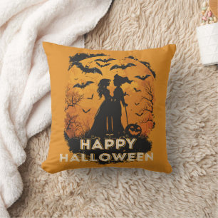 Halloween-Duo im Mondlicht Kissen