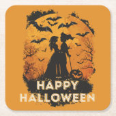 Halloween-Duo im Mondlicht Rechteckiger Pappuntersetzer (Vorderseite)